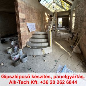 gipszlepcso-keszites-lepesenkent-ket-vegen-ivelt-06 Két végén ívelt gipszlépcső elkészítése – 06. lépés: következő fokok beton öntése.