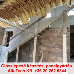 gipszlepcso-keszites-lepesenkent-ket-vegen-ivelt-09 Két végén ívelt gipszlépcső elkészítése – 09. lépés: lépcsőfokok oldaltámaszának megépítése.