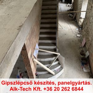 gipszlepcso-keszites-lepesenkent-ket-vegen-ivelt-11 Két végén ívelt gipszlépcső elkészítése – 11. lépés: oldaltámasztott lépcsőfokok elkészítése.