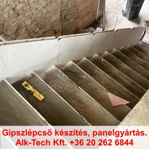 gipszlepcso-keszites-lepesenkent-ket-vegen-ivelt-12 Két végén ívelt gipszlépcső elkészítése – 12. lépés: oldaltámasz méretre vágása, betonozás előtt.