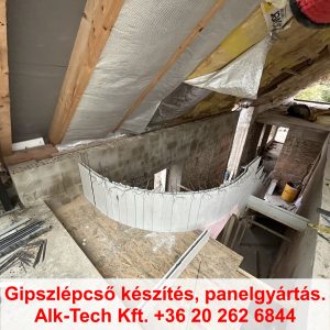 gipszlepcso-keszites-lepesenkent-ket-vegen-ivelt-13 Két végén ívelt gipszlépcső elkészítése – 13. lépés: emeleti szint határoló oldal megépítése.